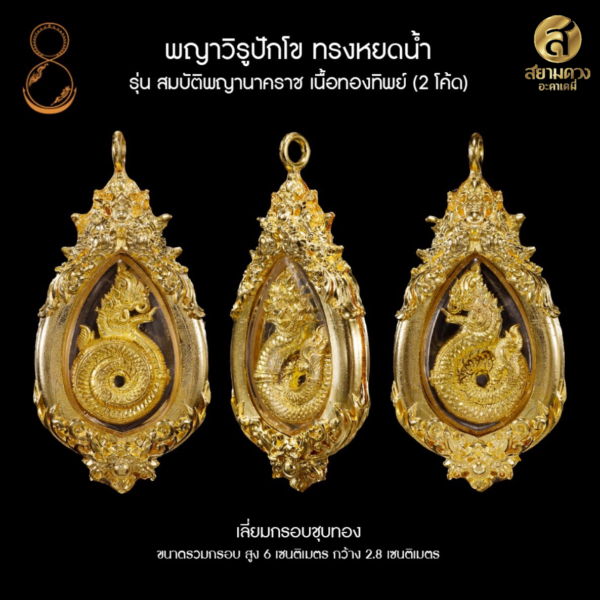 พญาวิรูปักโข ทรงหยดน้ำ รุ่น สมบัติพญานาคราช เลี่ยมกรอบ - Image 2